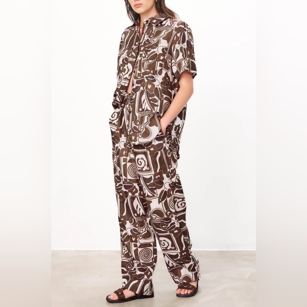 Mara Hoffman Jackie Pant Straight Leg Elastic Waistband Drawstring Abrazo Hemp - Picture 4 of 12